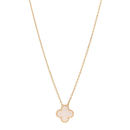 Van Cleef & Arpels 18K Yellow Gold Mother of Pearl Vintage Alhambra Pendant Necklace 1 of 4