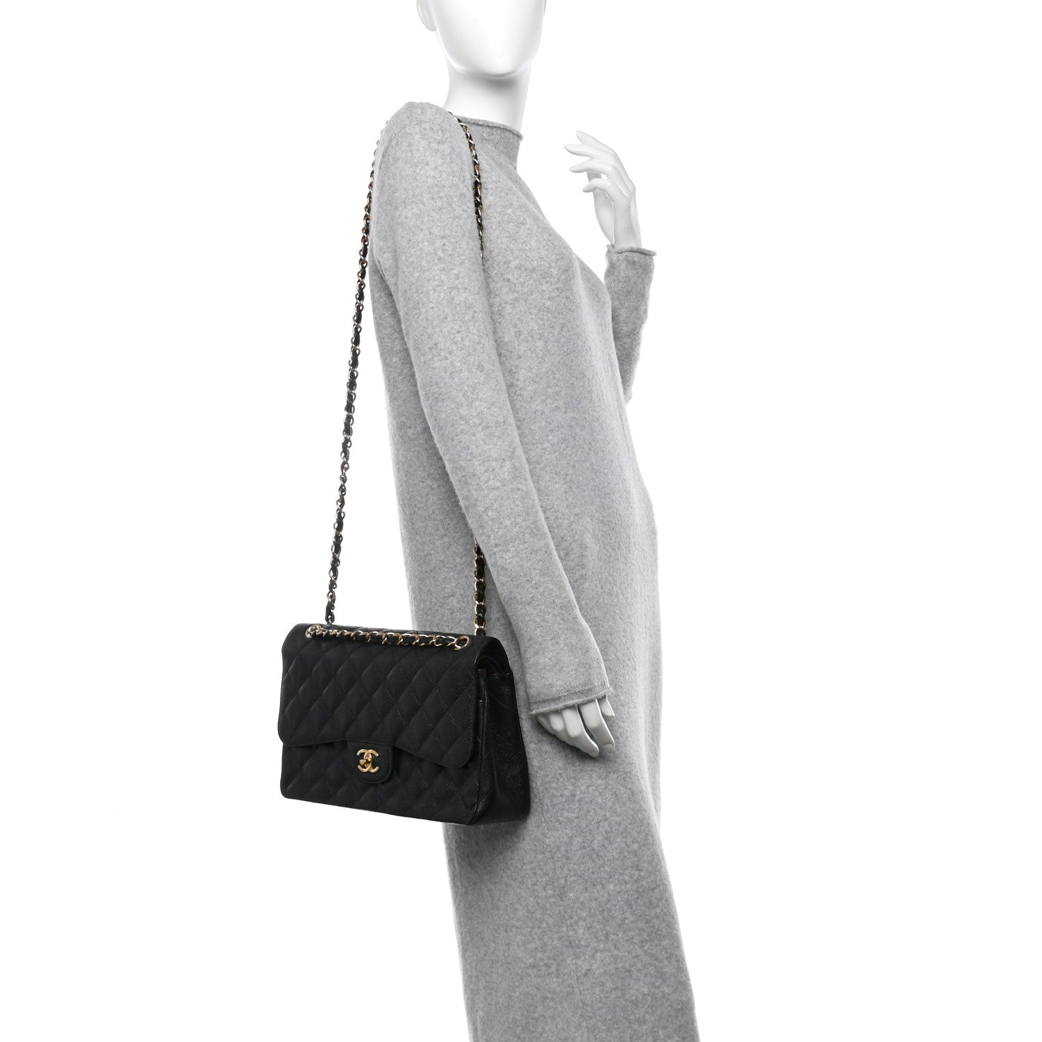 Chanel Caviar Quilted Jumbo Double Flap Black 2 of 11