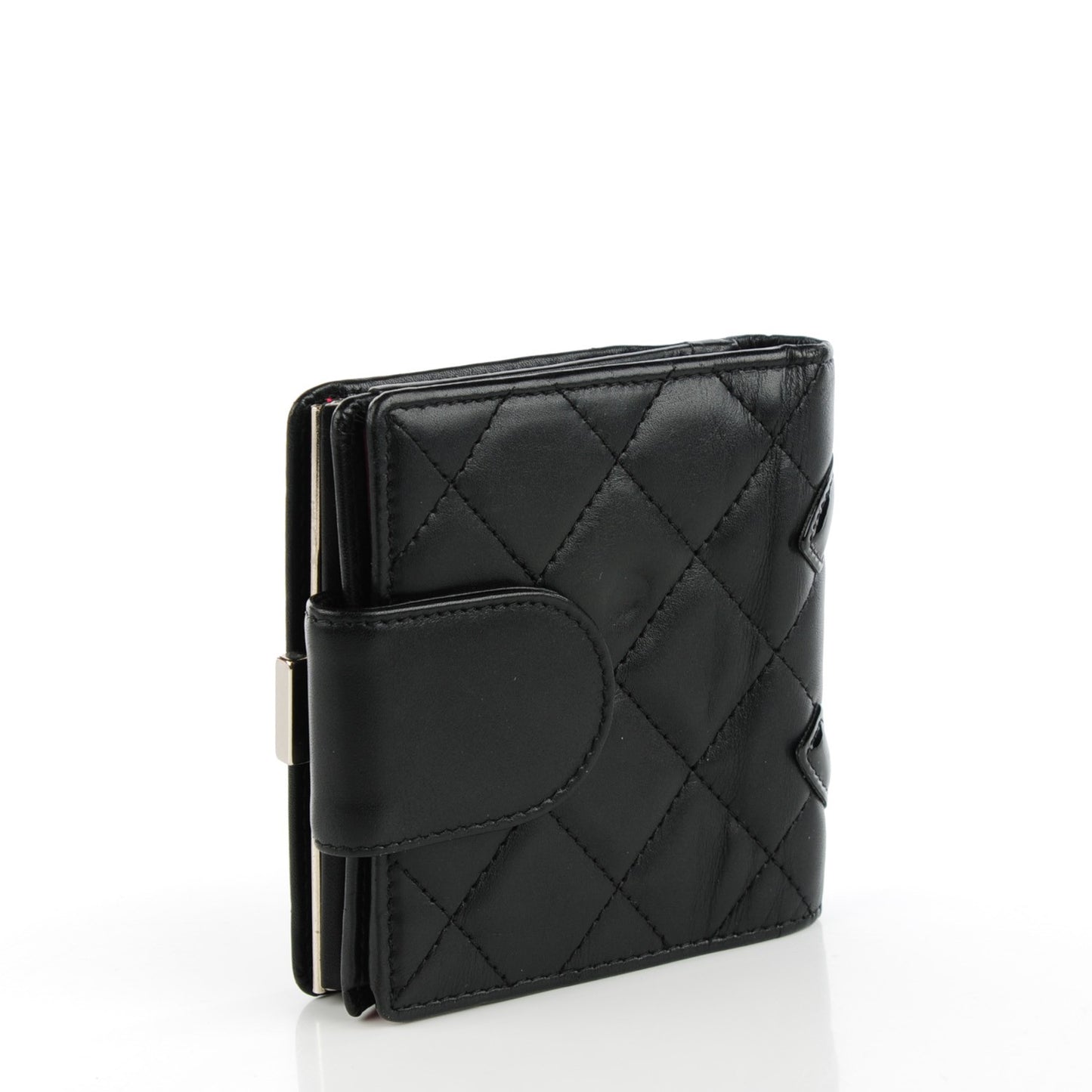 Calfskin Quilted Cambon Bi-Fold Wallet Black