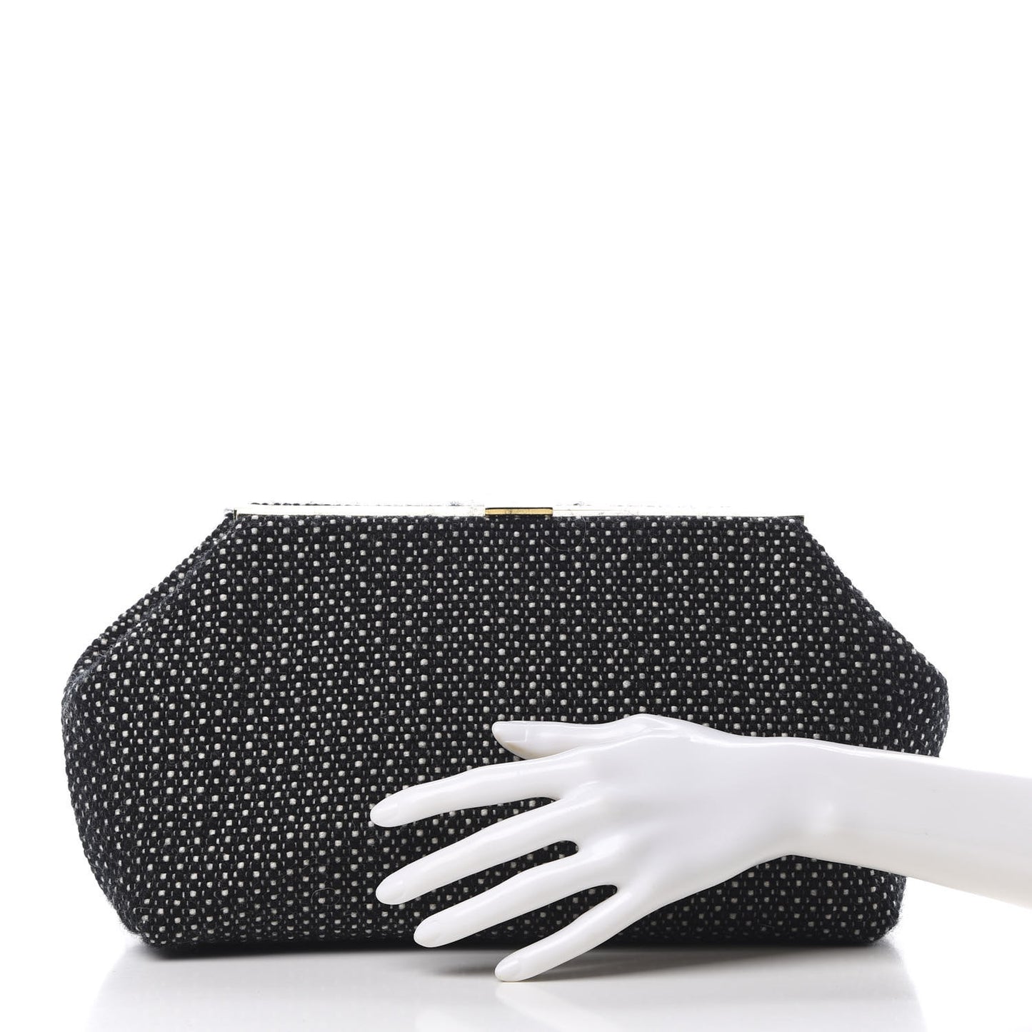 Woven Fabric Volume Clutch Black White