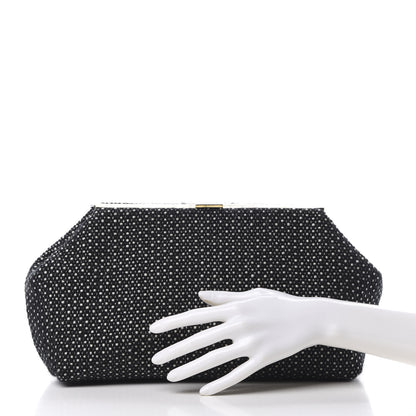 Mansur Gavriel Woven Fabric Volume Clutch Black White 2 of 9