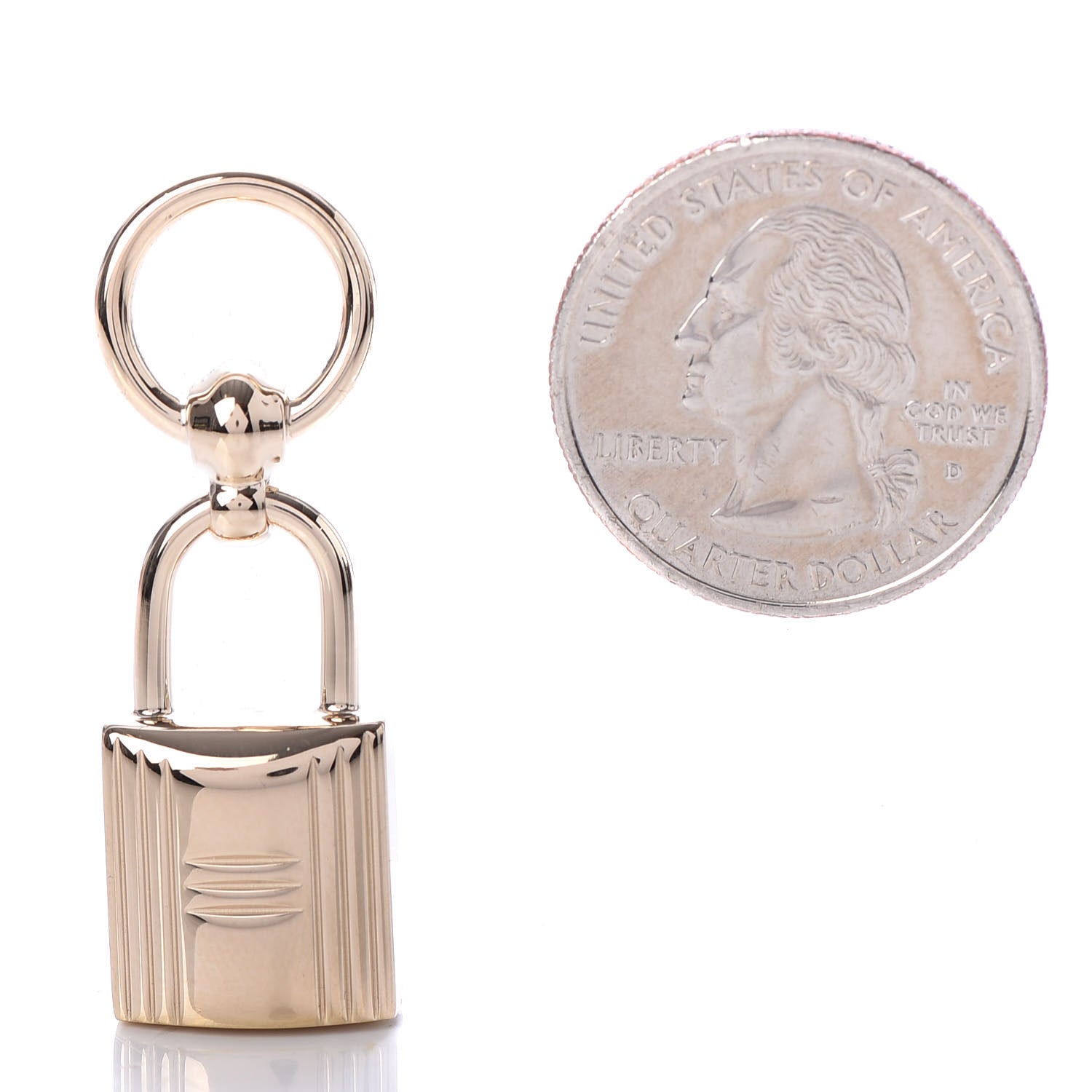 Hermes Permabrass Mini Loop Charms Cadenas Scarf Ring Gold 2 of 4