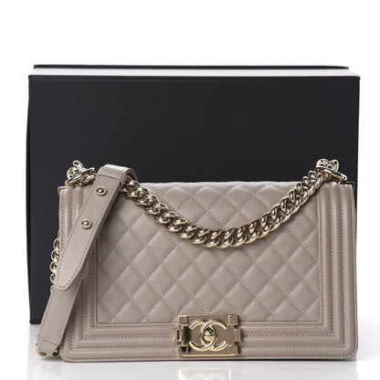 Chanel Caviar Quilted Medium Boy Flap Dark Beige 11 of 11