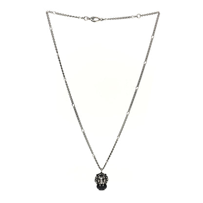 Gucci Metal Swarovski Crystal Lion Head Necklace Silver Black 2 of 3