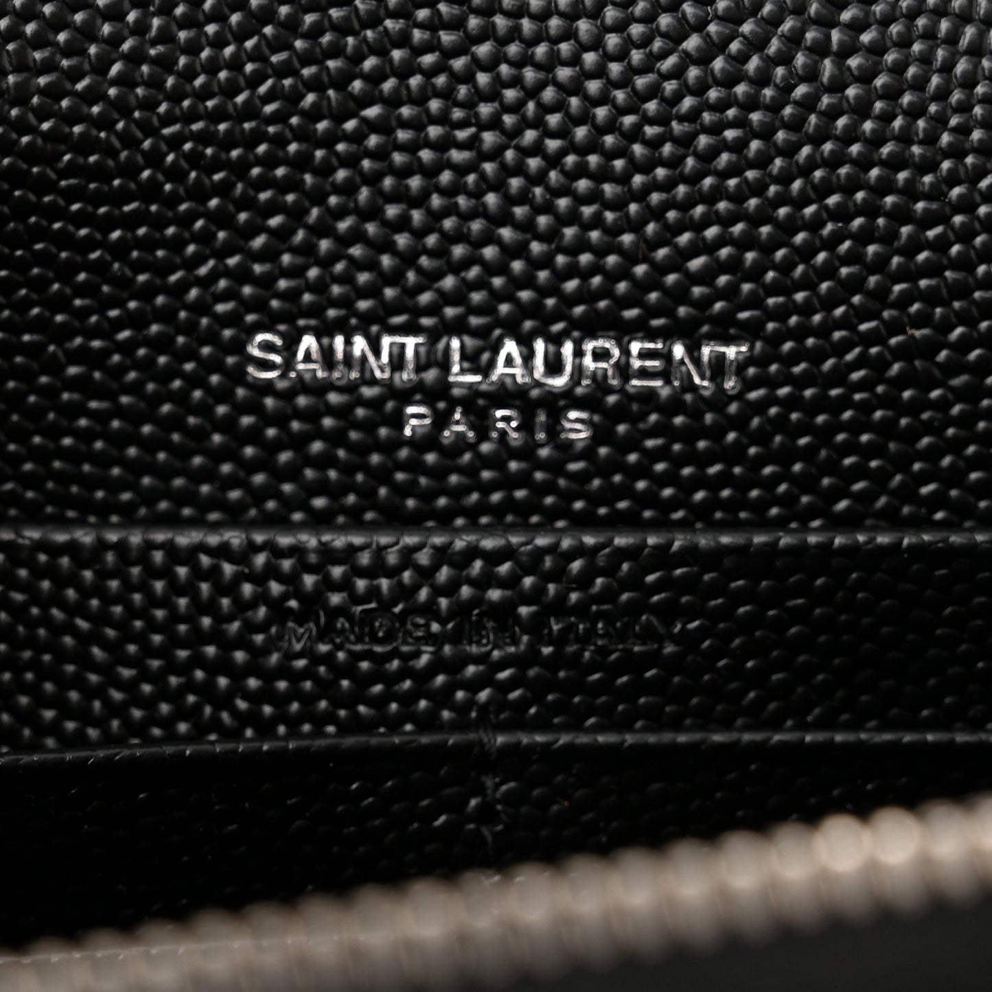 Grain De Poudre Matelasse Chevron Monogram Envelope Chain Wallet Black