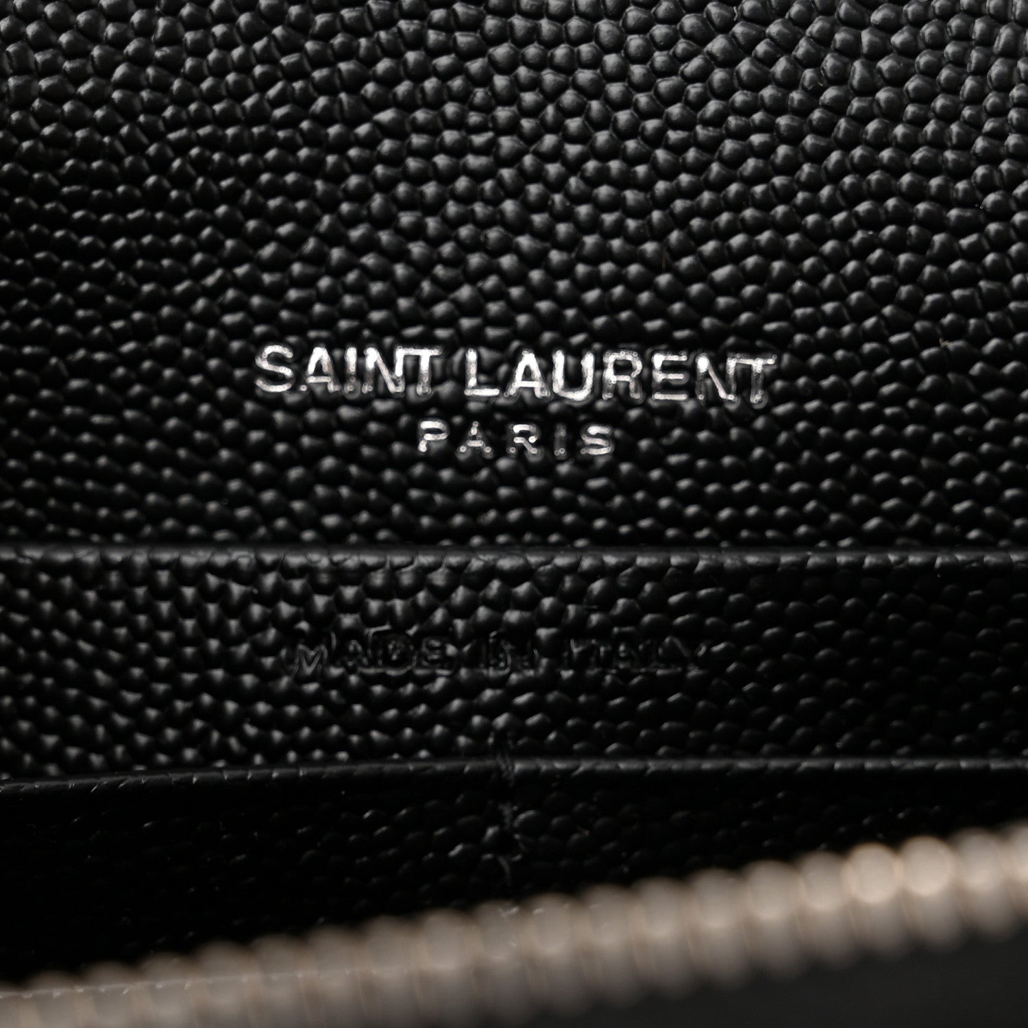 Saint Laurent Grain De Poudre Matelasse Chevron Monogram Envelope Chain Wallet Black 6 of 11