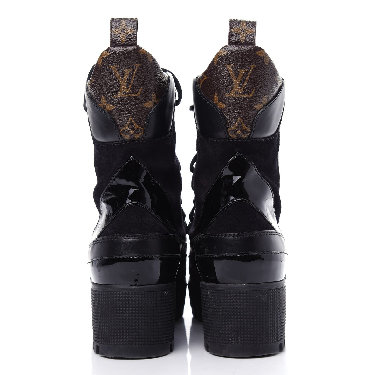 Suede Calfskin Monogram Laureate Platform Desert Boots 38 Black