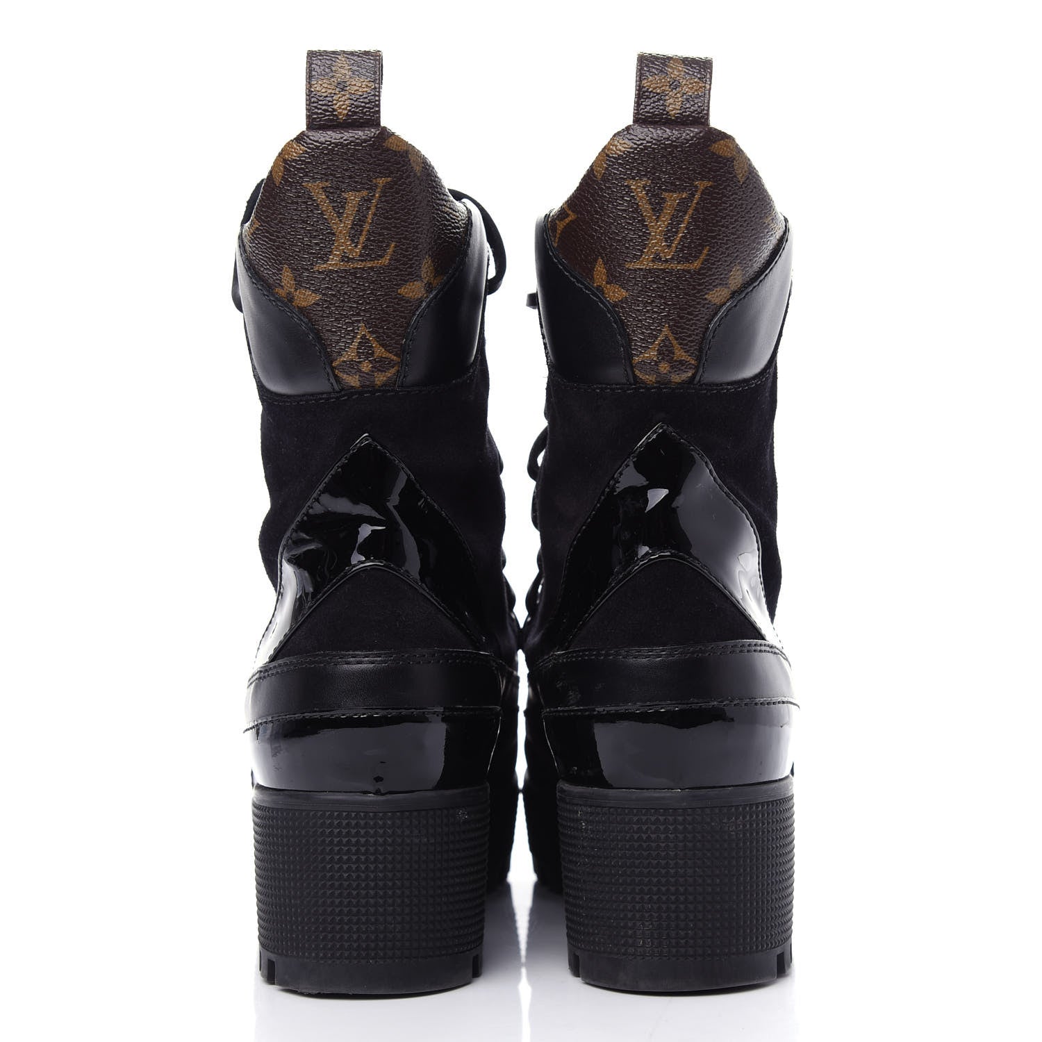 Louis Vuitton Suede Calfskin Monogram Laureate Platform Desert Boots 38 Black 7 of 10