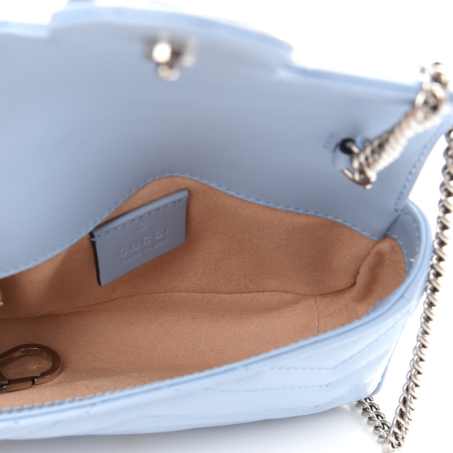 Gucci Calfskin Matelasse Super Mini GG Marmont Shoulder Bag Porcelain Light Blue 5 of 9
