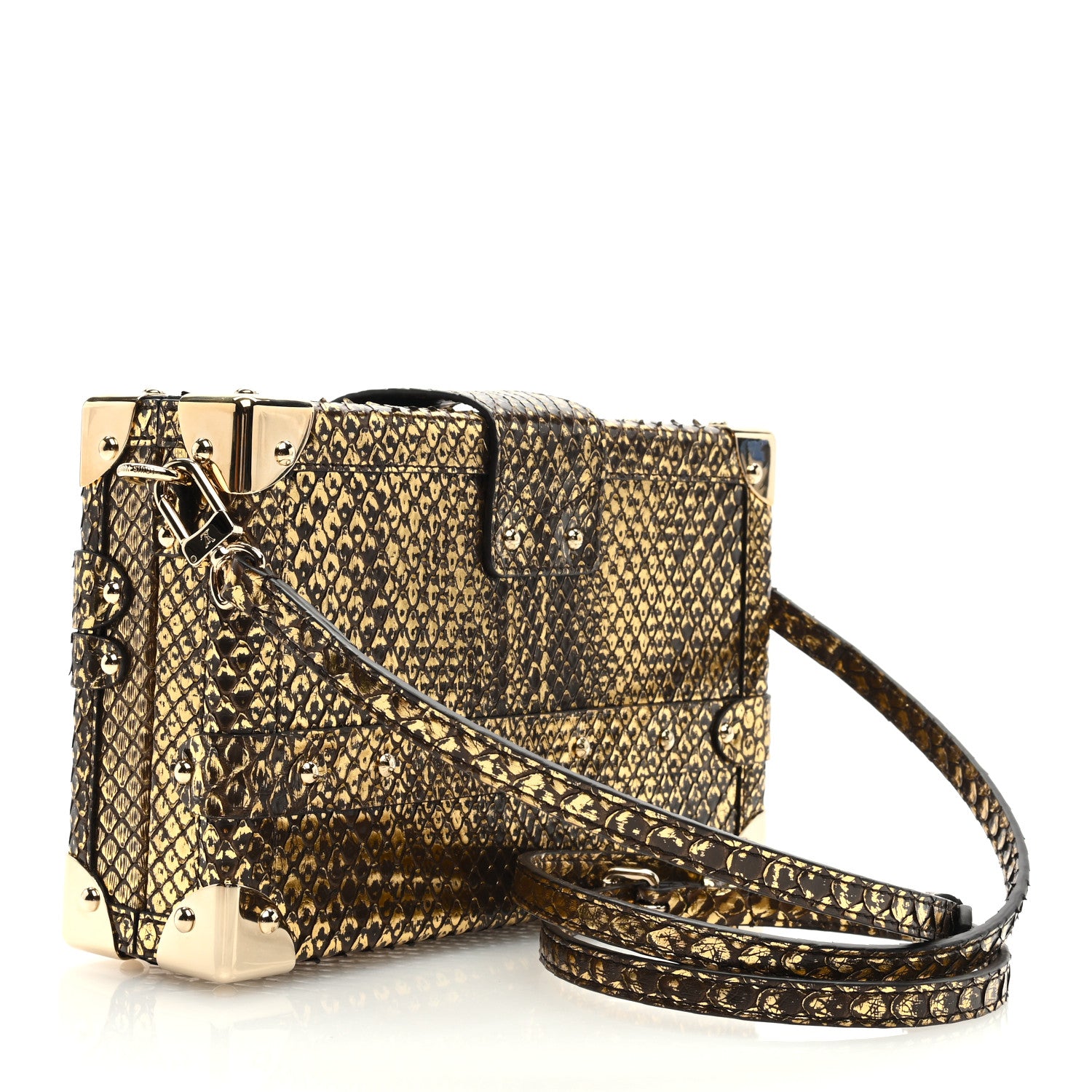 Louis Vuitton Snakeskin Petite Malle Gold 3 of 10