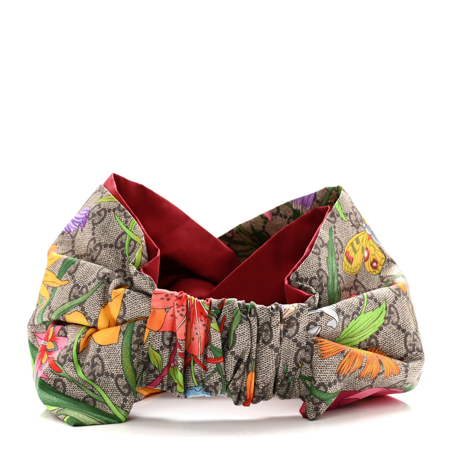 Silk Monogram Flora Print Headband M Red
