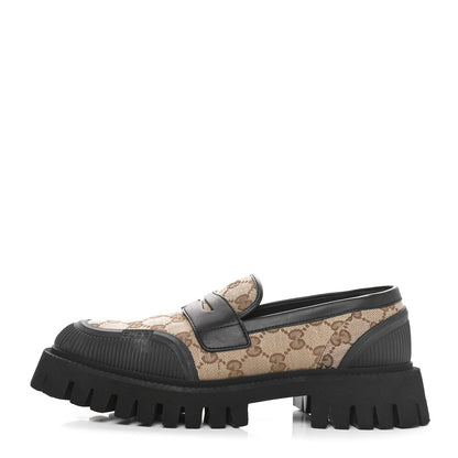 Gucci GG Monogram Miro Soft Calfskin Platform Loafers 39.5 Beige Ebony Black 1 of 9