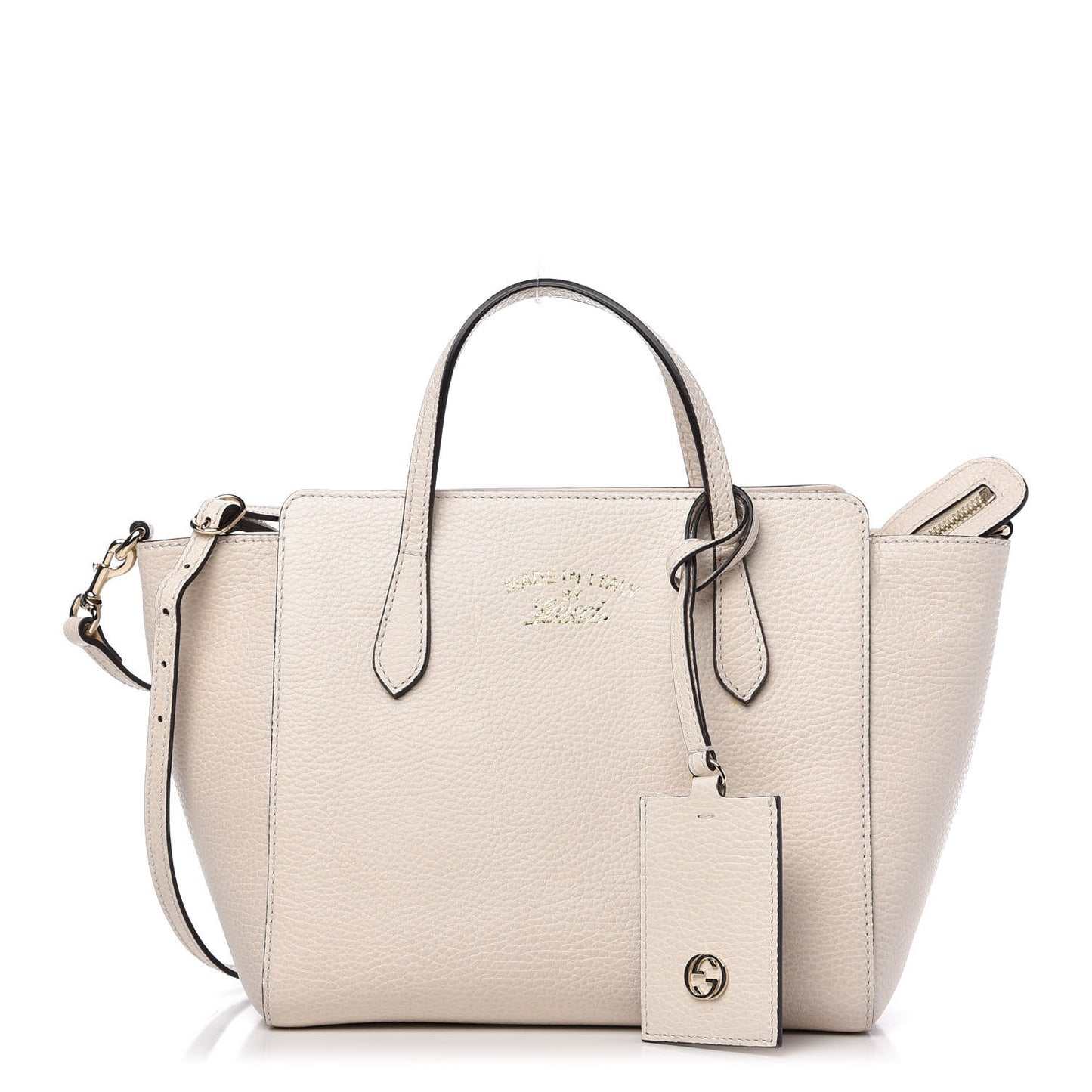 Dollar Calfskin Mini Swing Top Handle Bag Mystic White
