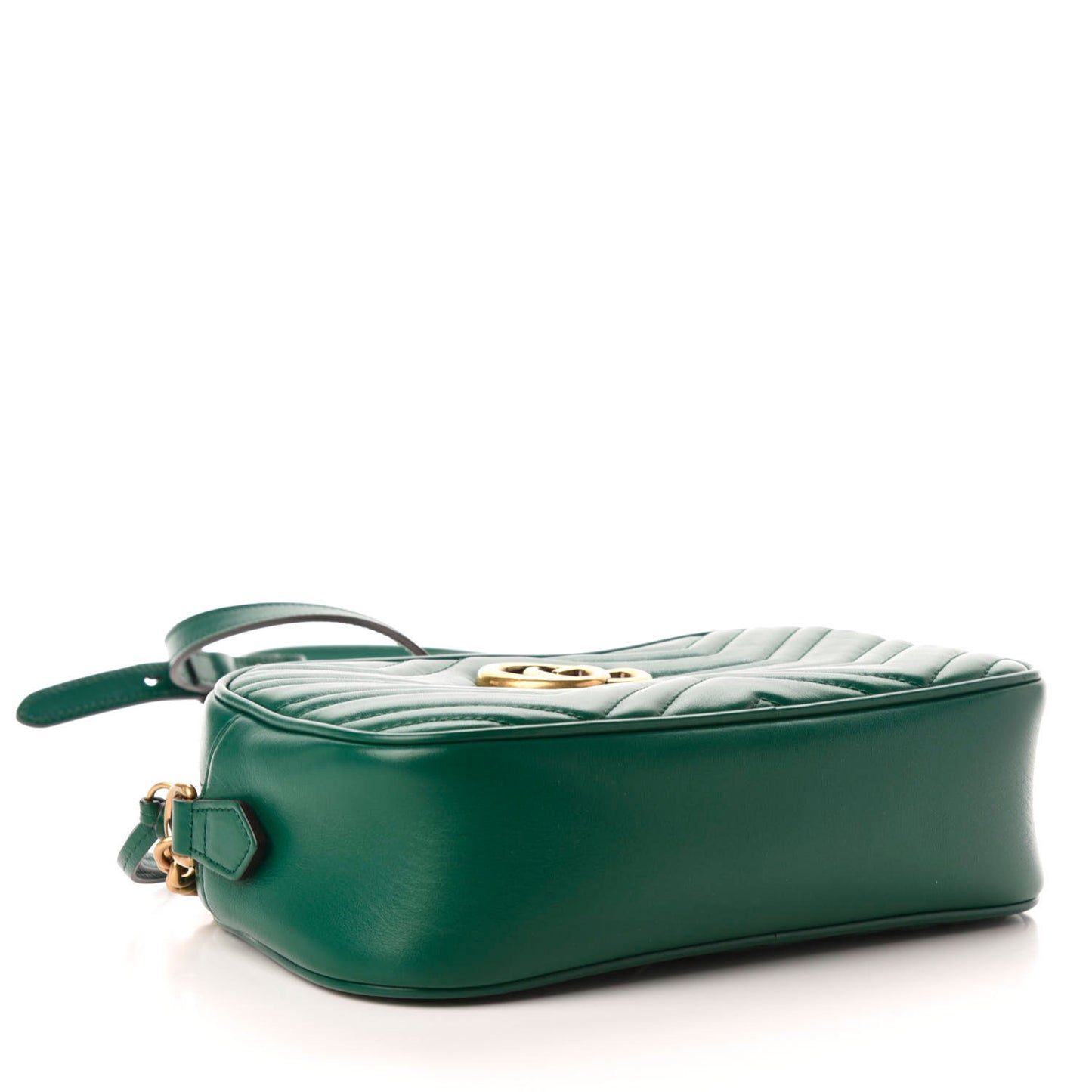 Calfskin Matelasse Small GG Marmont Chain Shoulder Bag Emerald Green