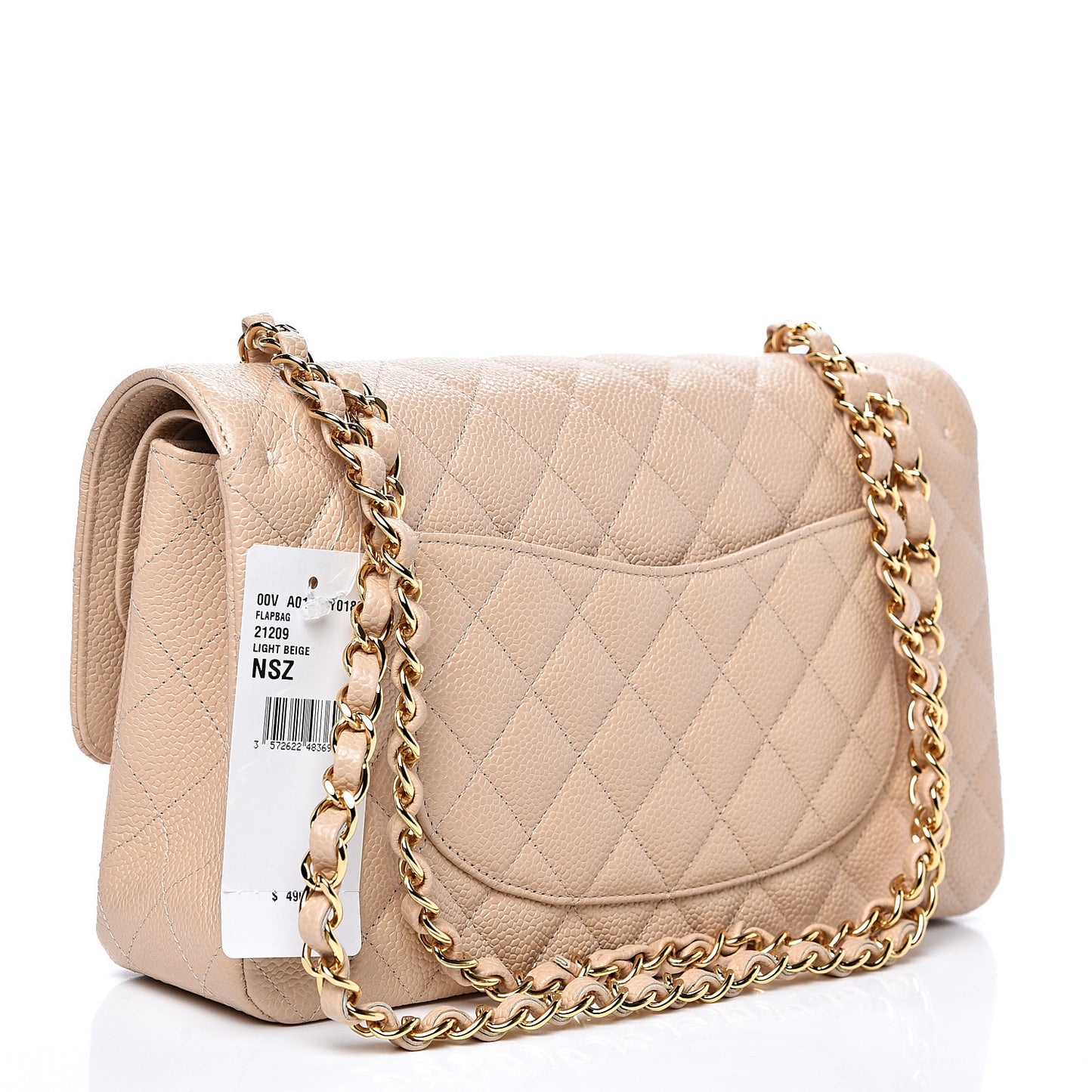 Caviar Quilted Medium Double Flap Beige Clair
