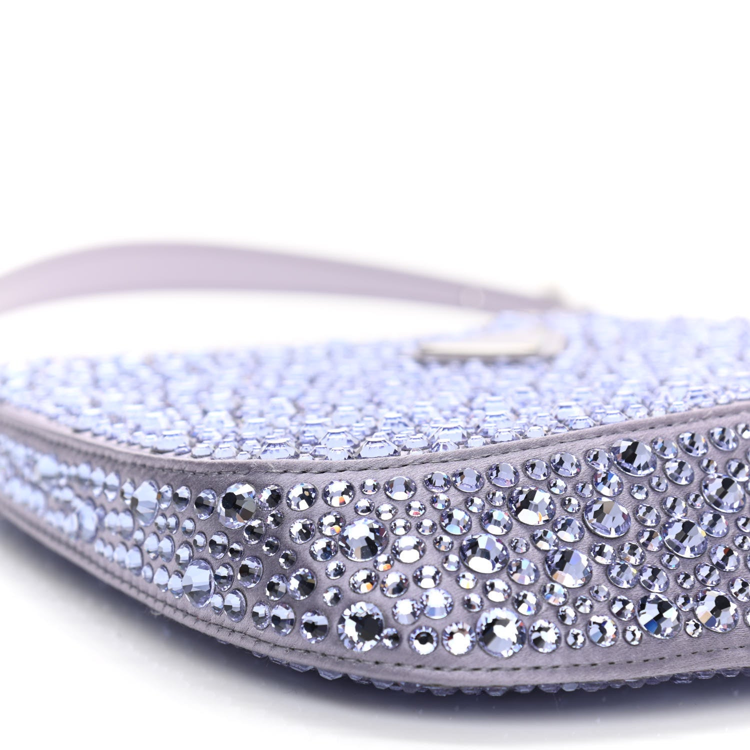 Prada Satin Crystal Cleo Adjustable Strap Shoulder Bag Glicine 8 of 9