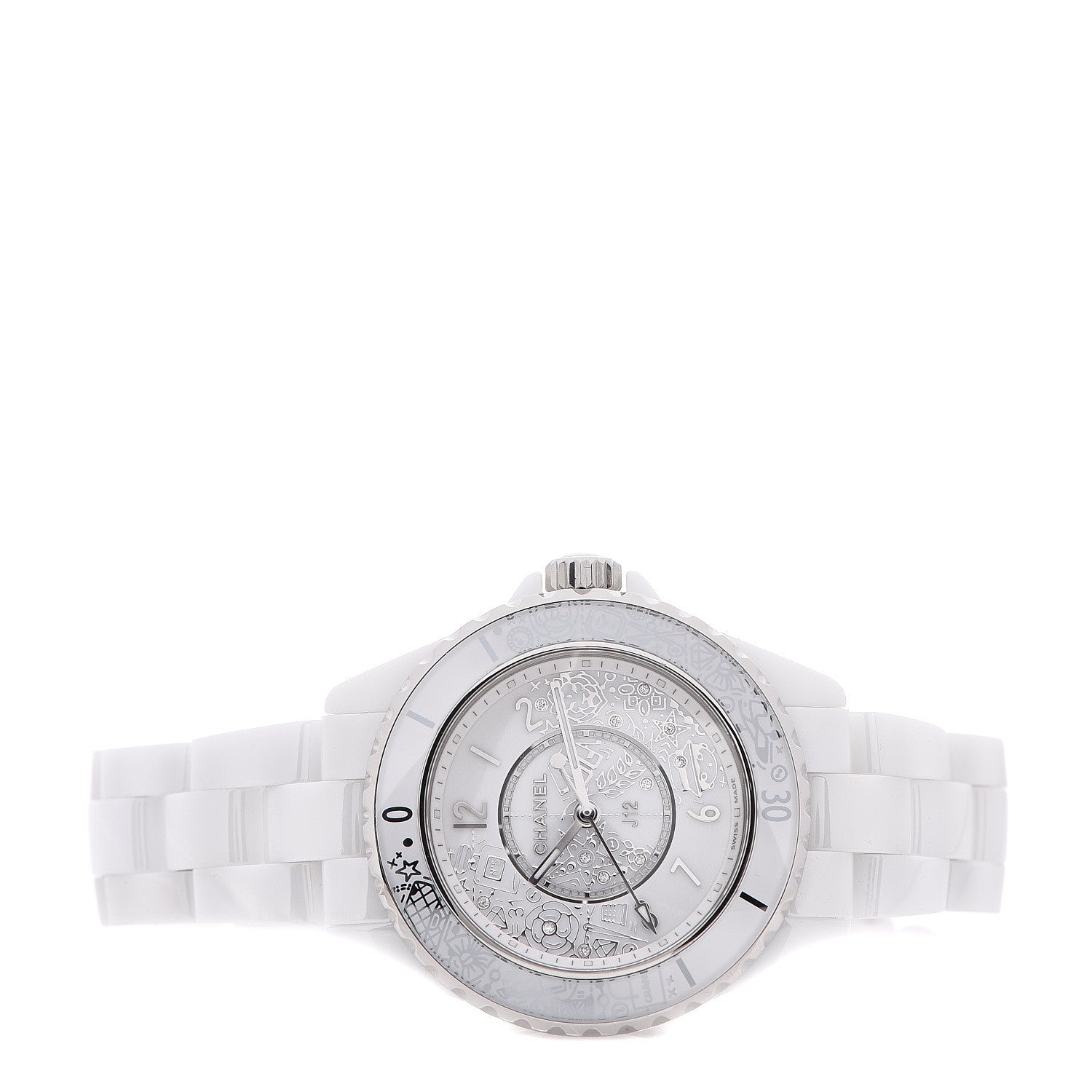 Chanel Stainless Steel Ceramic Diamond 33mm J12 Limited Edition Quartz Watch White 2 of 5