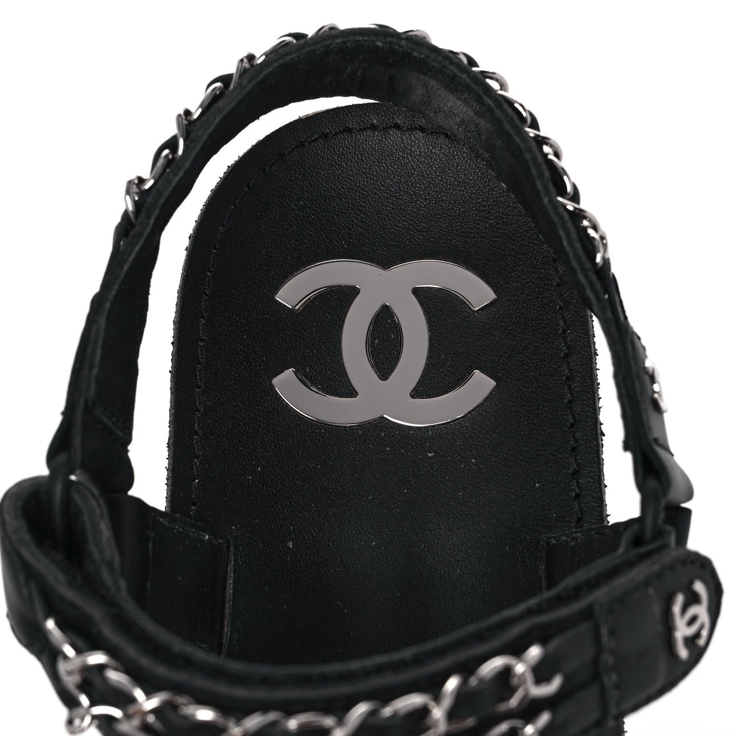 Lambskin Chain Sandals 40 Black