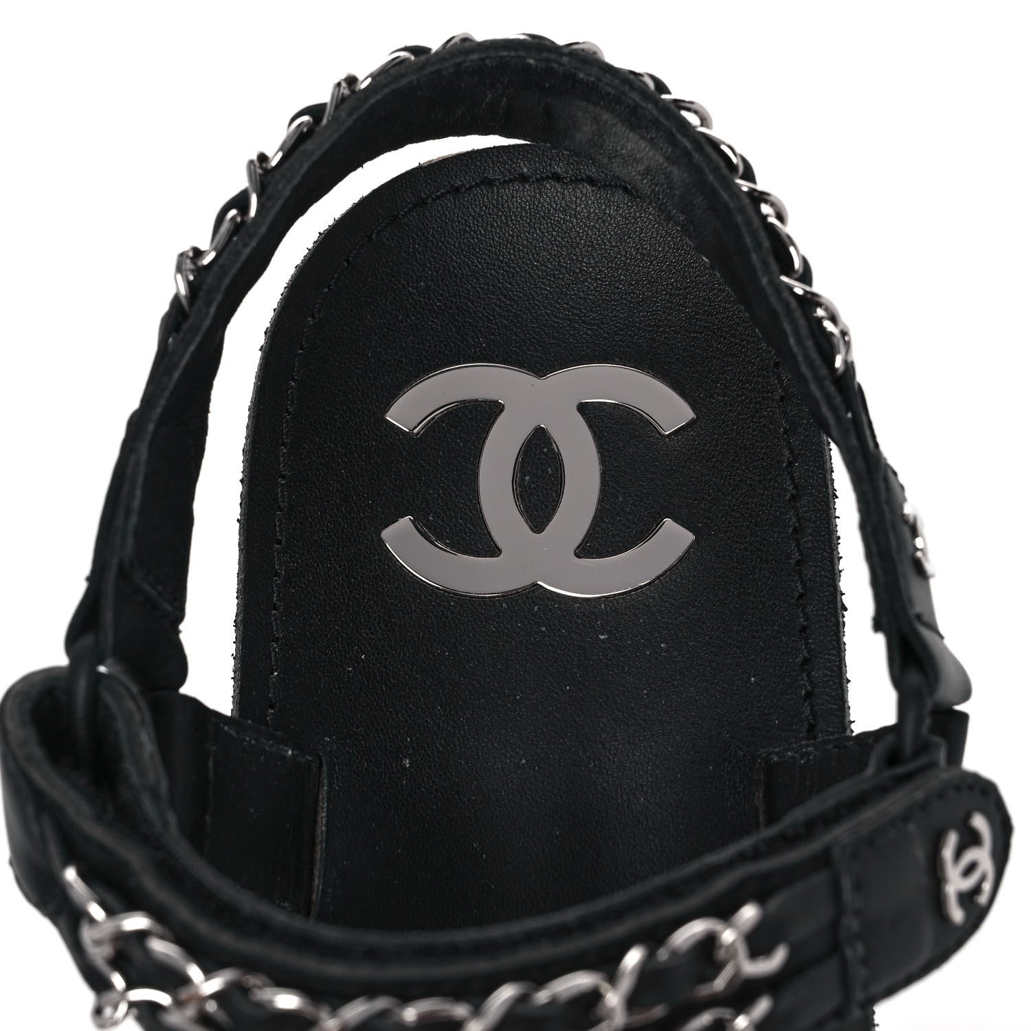 Chanel Lambskin Chain Sandals 40 Black 7 of 9