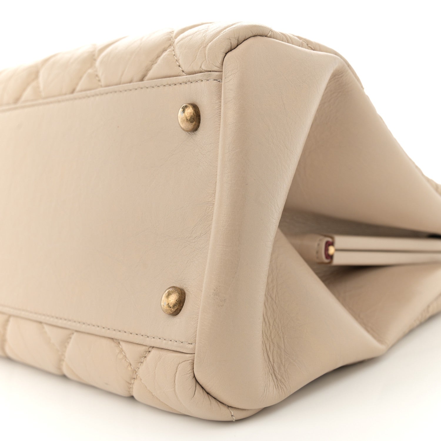 Chanel Aged Calfskin Large Just Mademoiselle Bowling Bag Beige 11 of 12