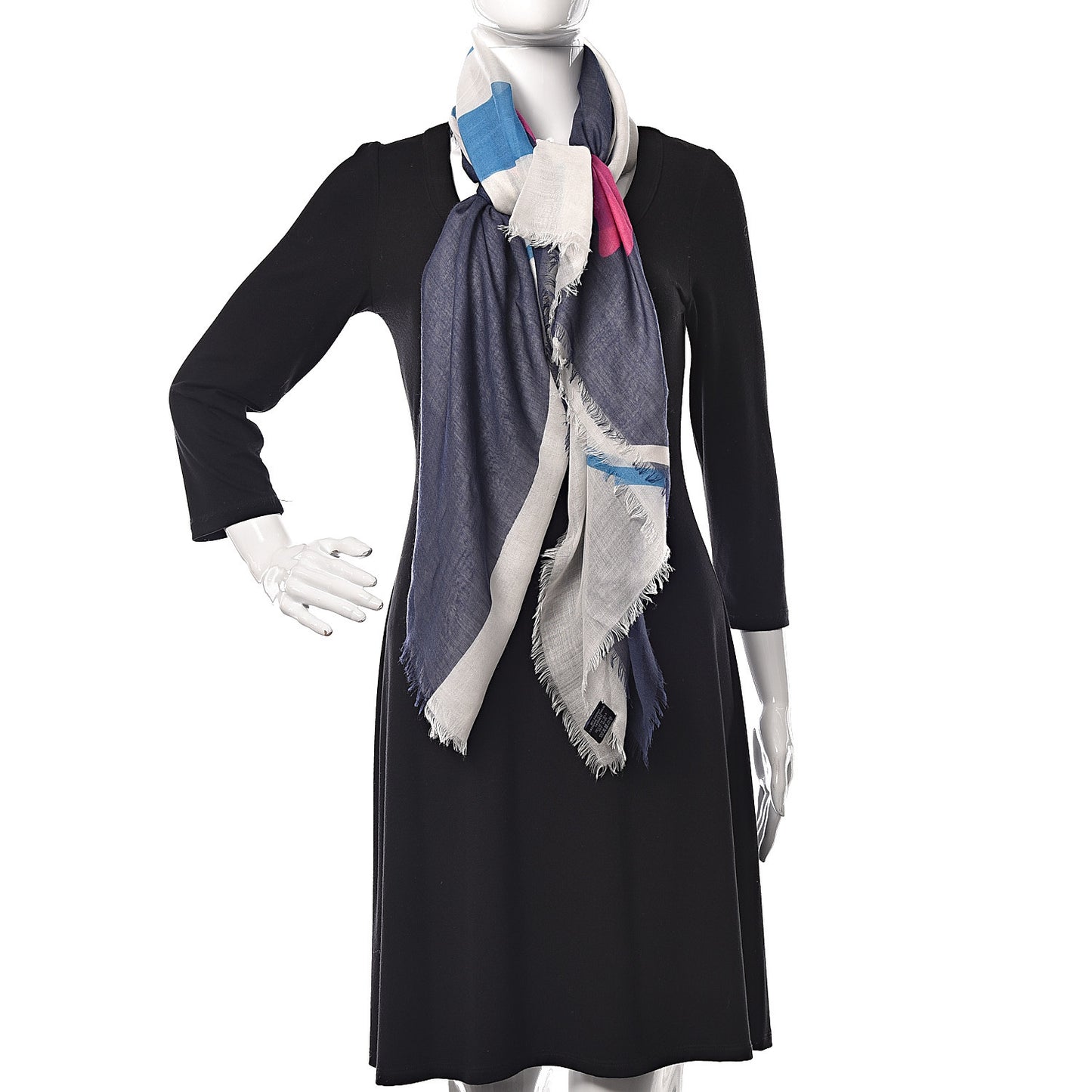 Cashmere Wool Silk CC Logo Scarf White