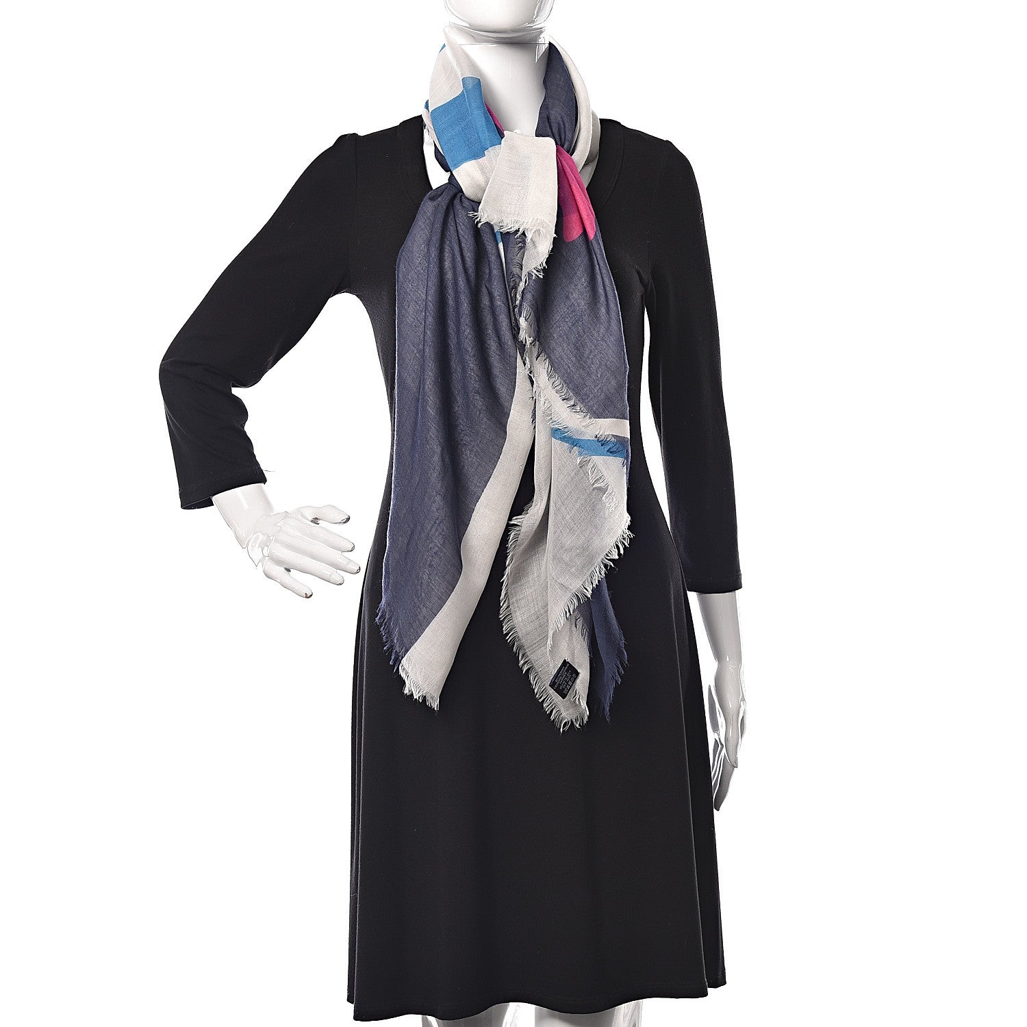 Chanel Cashmere Wool Silk CC Logo Scarf White 2 of 5