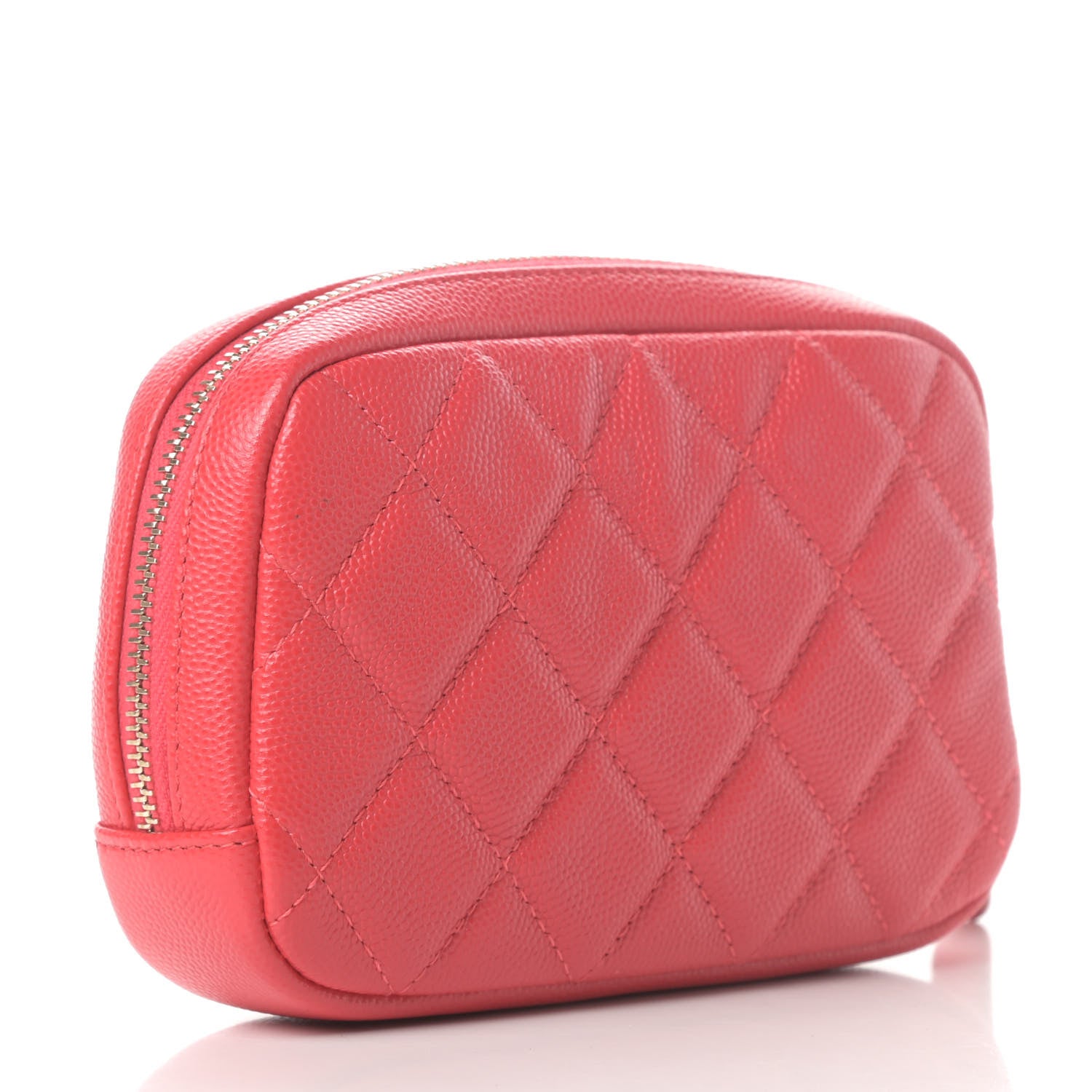 Chanel Caviar Quilted Small Curvy Pouch Cosmetic Case Dark Red 3 of 8