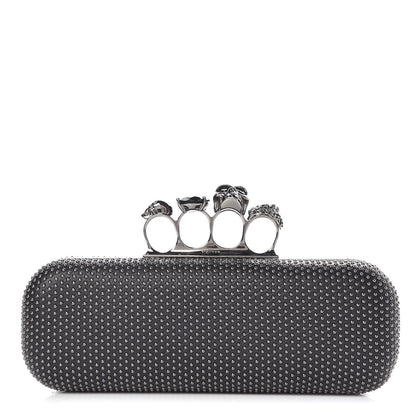 Alexander McQueen Nappa Studded Skull Knuckle Box Clutch Black 1 of 10