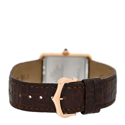 Cartier Stainless Steel 18K Pink Gold Alligator 24mm Tank Solo Quartz Watch Brown 3 of 5