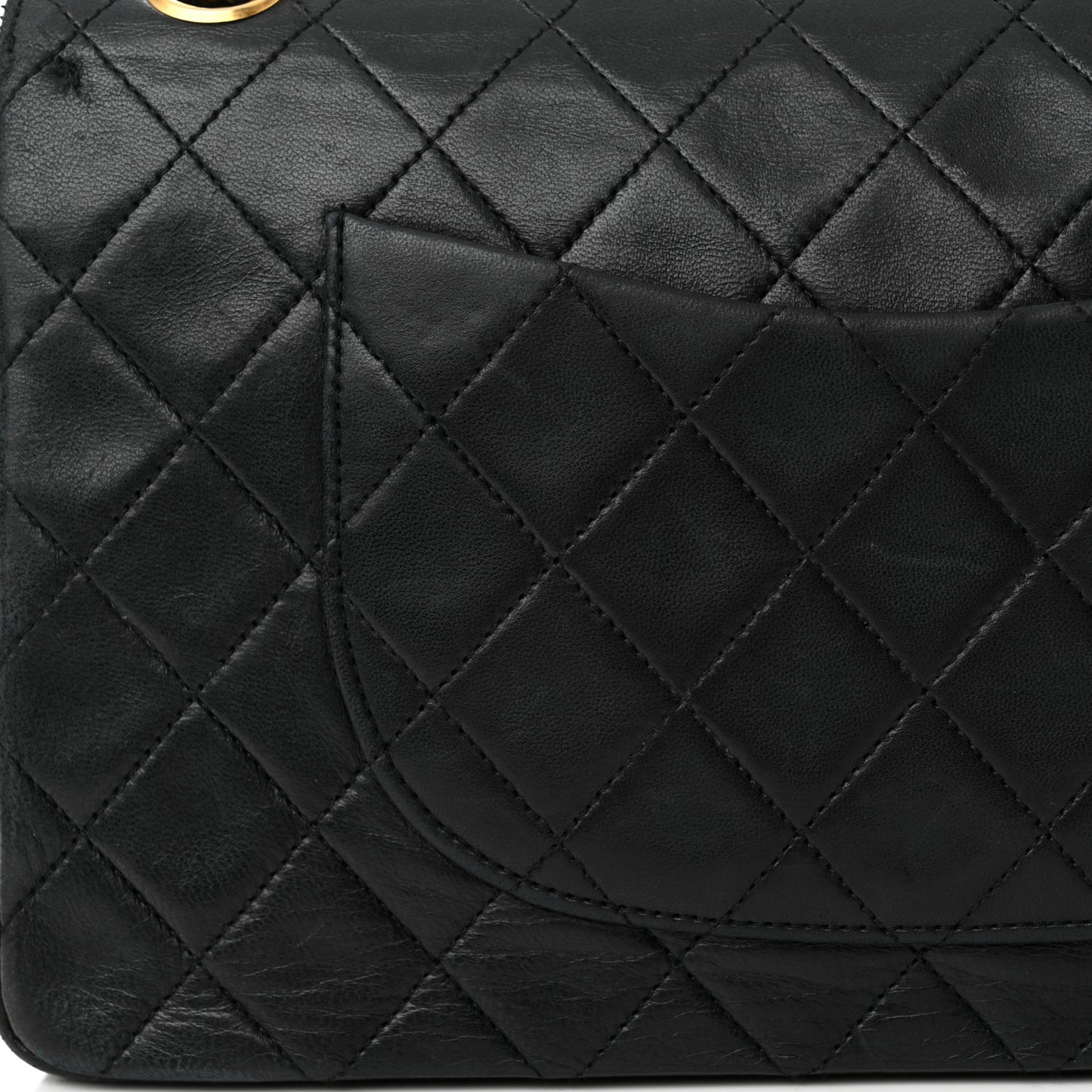 Lambskin Quilted Medium Double Flap Black