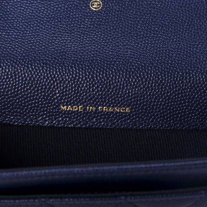 Chanel Caviar Quilted Flap Card Holder Wallet Navy Blue 7 of 9