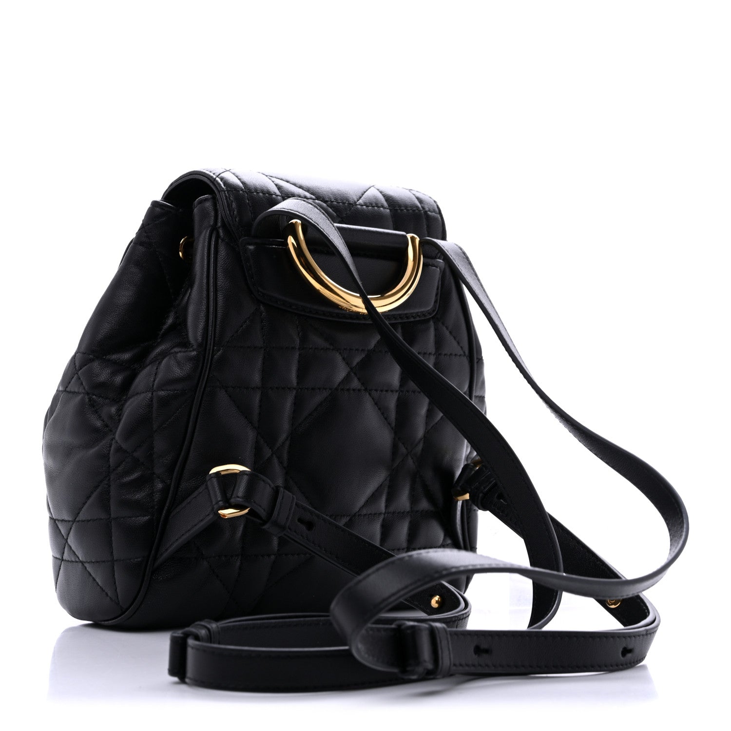 Christian Dior Lambskin Macrocannage Small Caro Backpack Black 3 of 12