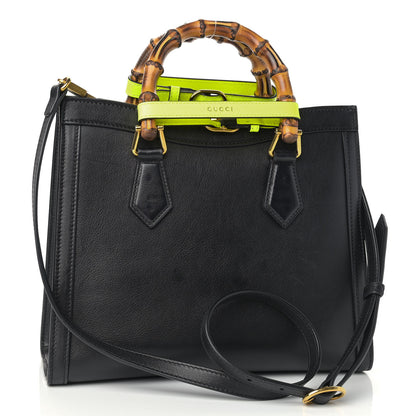 Gucci Calfskin Small Diana Tote Bag Black Yellow Fluo 3 of 9
