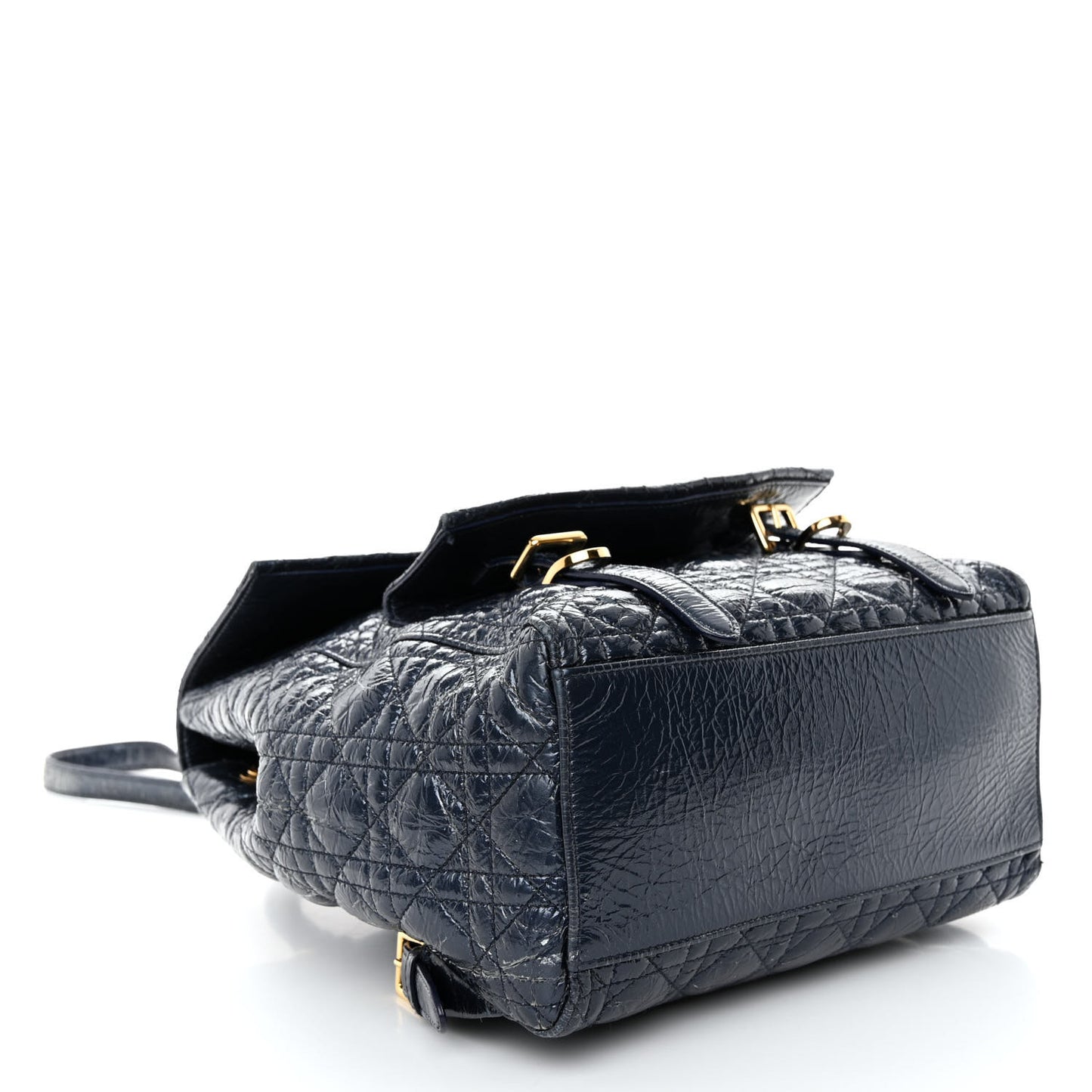 Ceramic Effect Deerskin Cannage Large Stardust Backpack Navy Blue