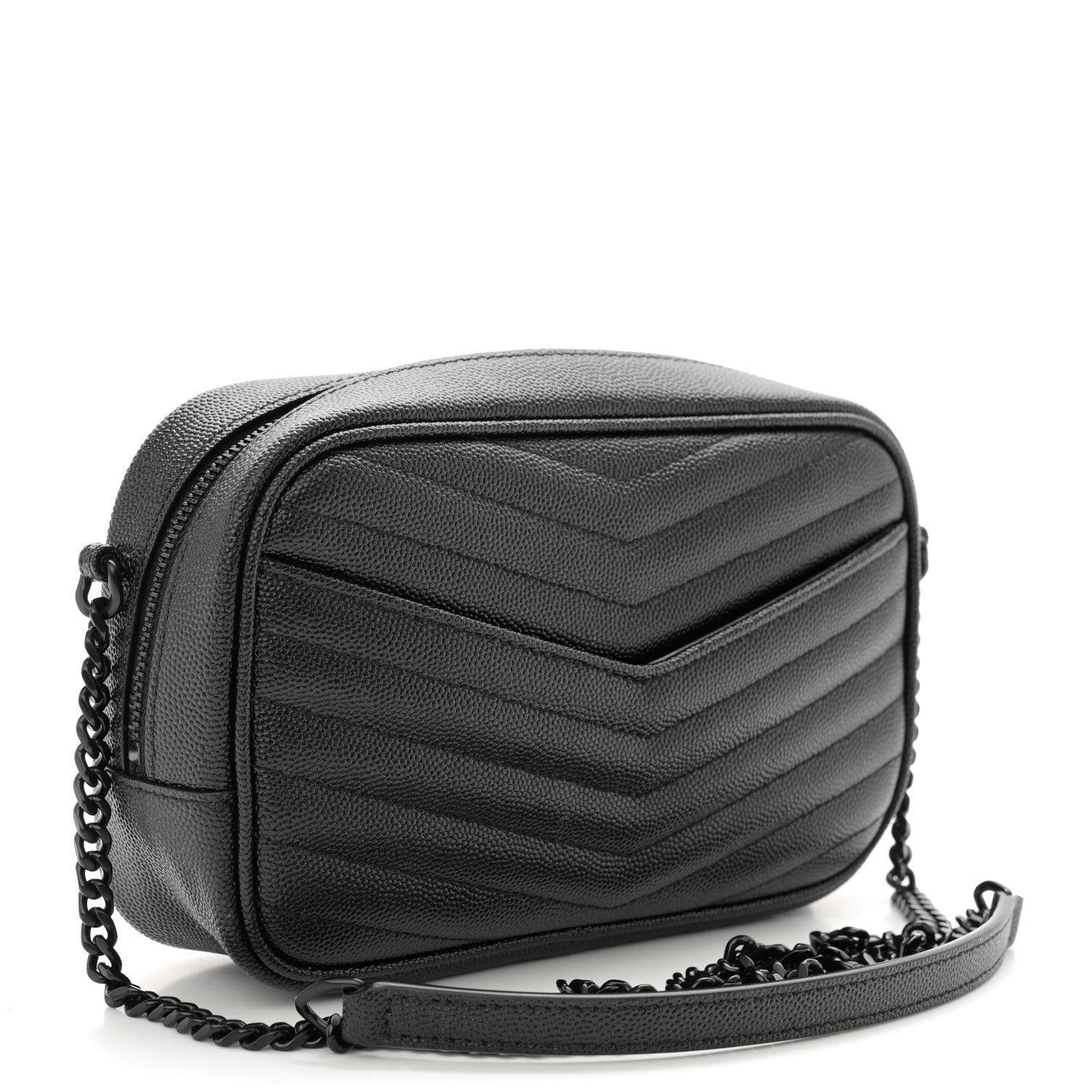 Saint Laurent Grain De Poudre Matelasse Monochrome Monogram Mini Lou Camera Bag Black 3 of 10