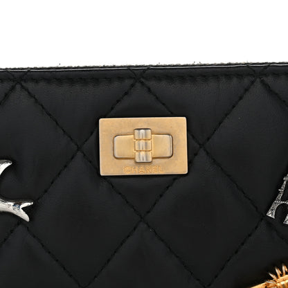 Chanel Aged Calfskin Quilted Small Lucky Charms 2.55 Reissue Zip Around Wallet Black 9 of 9