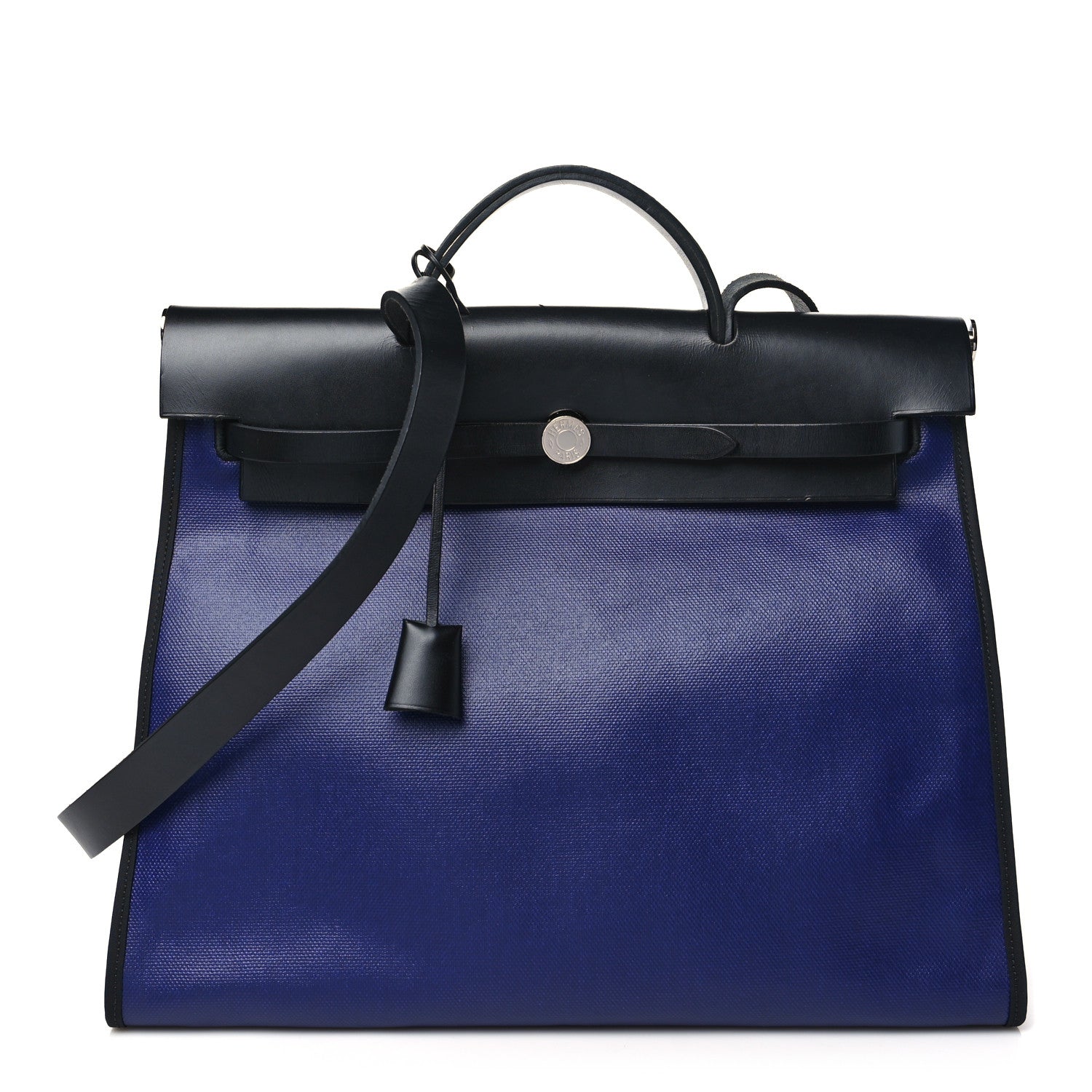 Hermes Toile H Berline Vache Hunter Herbag Zip 39 MM Bleu Saphir Black 1 of 12