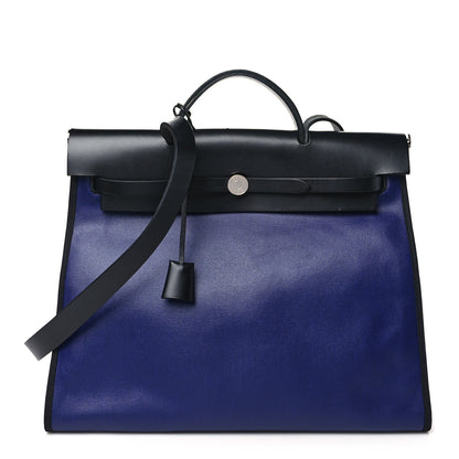 Hermes Toile H Berline Vache Hunter Herbag Zip 39 MM Bleu Saphir Black 1 of 12