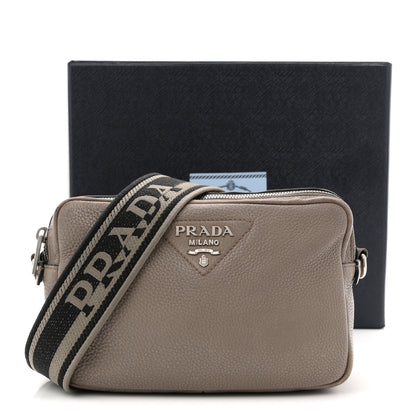 Prada Vitello Daino Soft Medium Double Zip Shoulder Bag Argilla 17 of 17