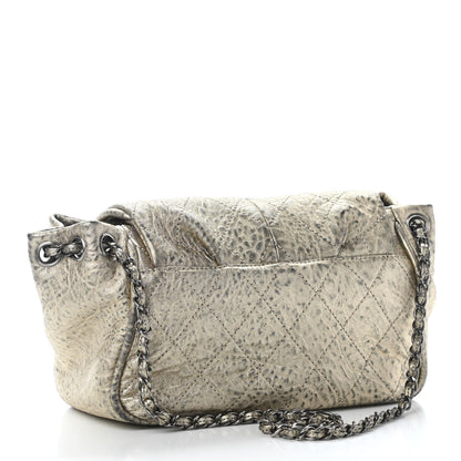Chanel Distressed Metallic Lambskin Quilted Le Marais Ligne Flap Shoulder Bag Gold 2 of 9