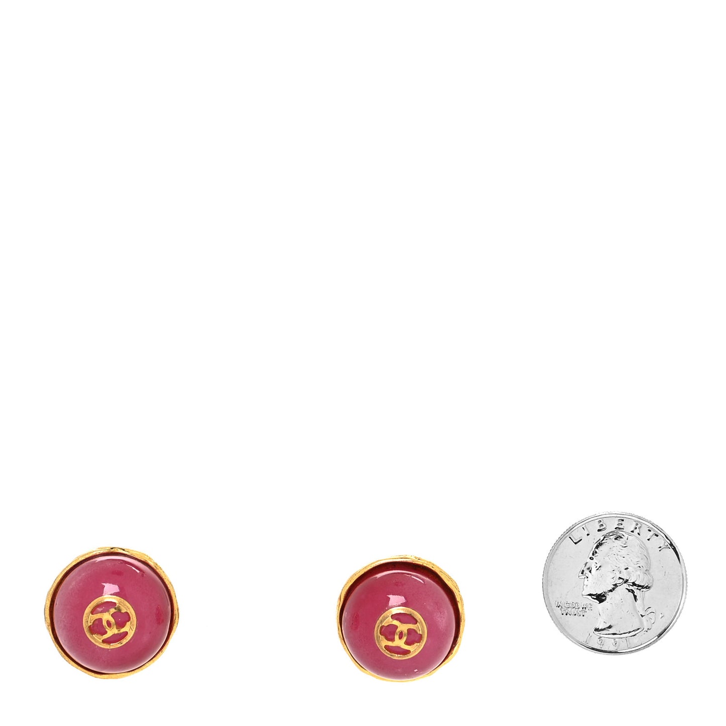 Gripoix CC Stud Earrings Pink Gold