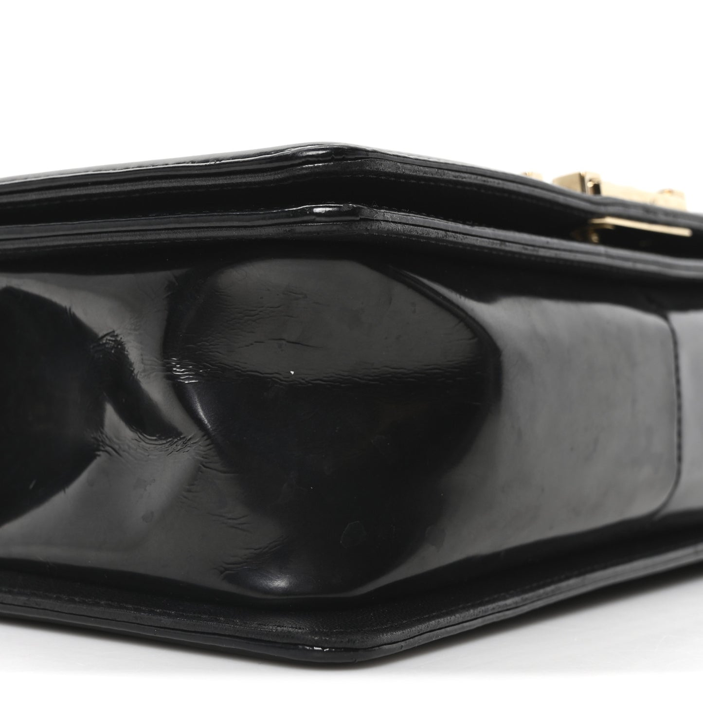 Iridescent Glazed Calfskin Quilted Medium Boy Flap Black