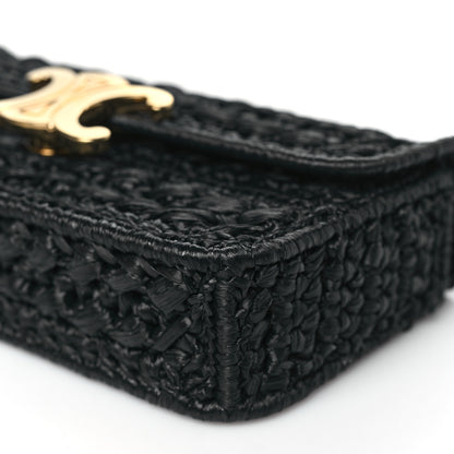 Celine Raffia Effect Claude Chain Shoulder Bag Black 9 of 9