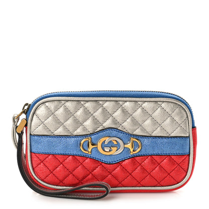 Gucci Laminated Nappa Trapuntata Zumi iPhone Case Rosso Marine Argento 1 of 8