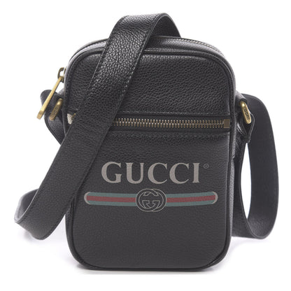 Gucci Grained Calfskin Mini Logo Messenger Bag Black 1 of 10