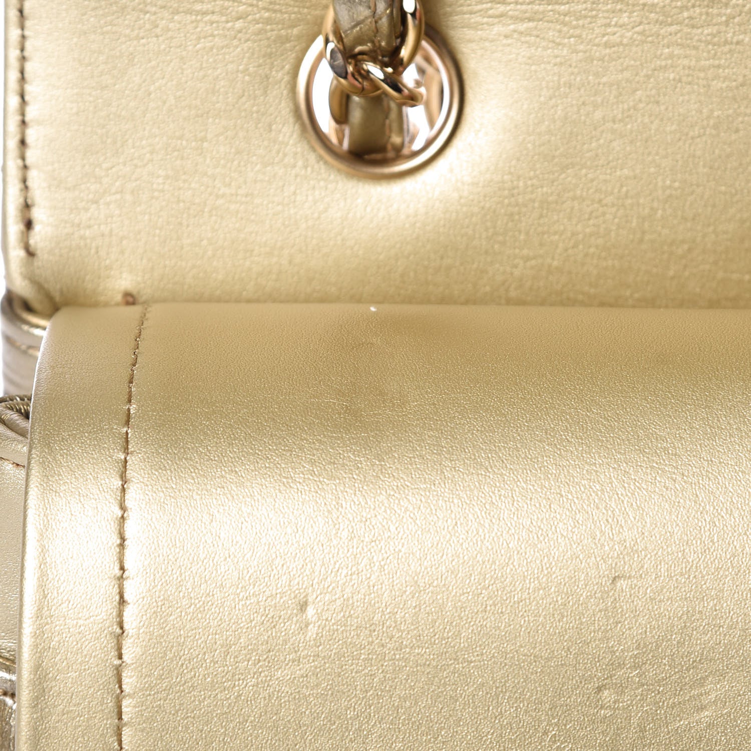 Chanel Metallic Patent Crumpled Calfskin Chevron Quilted Medium Double Flap Gold 12 of 12