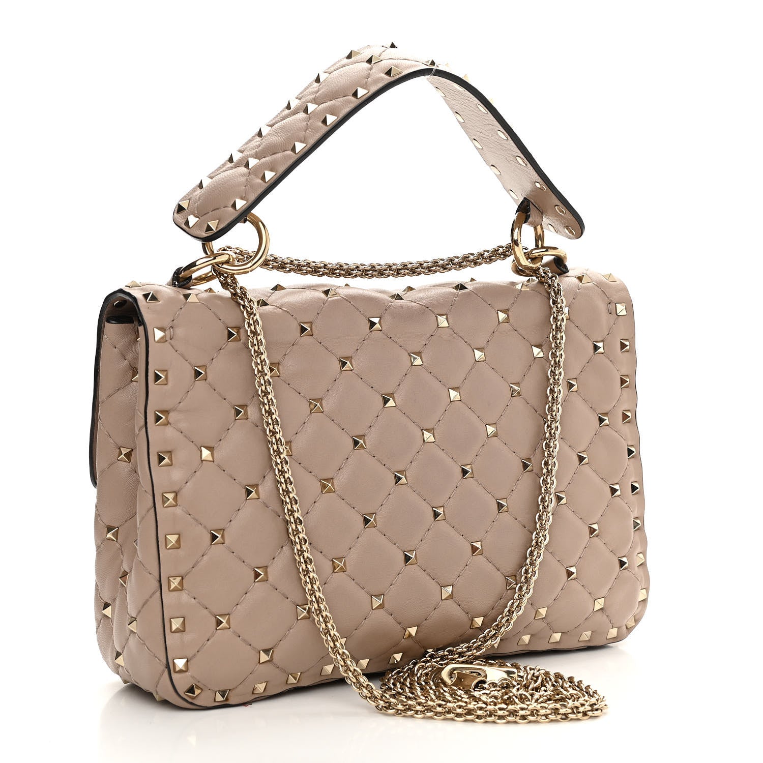 Valentino Garavani Lambskin Medium Rockstud Spike Shoulder Bag Poudre 3 of 13