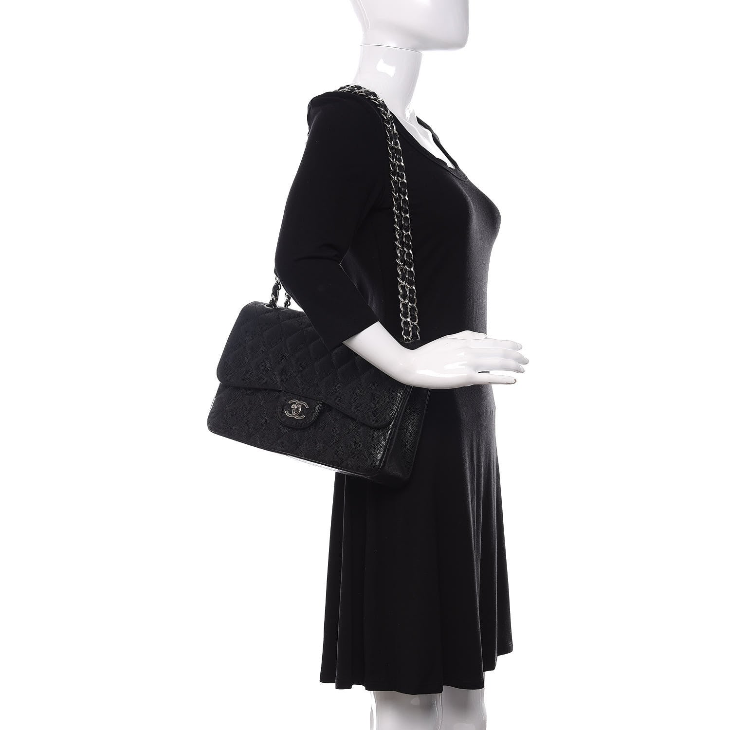 Chanel Caviar Quilted Jumbo Double Flap Black 2 of 11