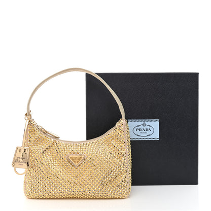 Prada Satin Crystal Mini Re-Edition 2000 Bag Platino 11 of 11