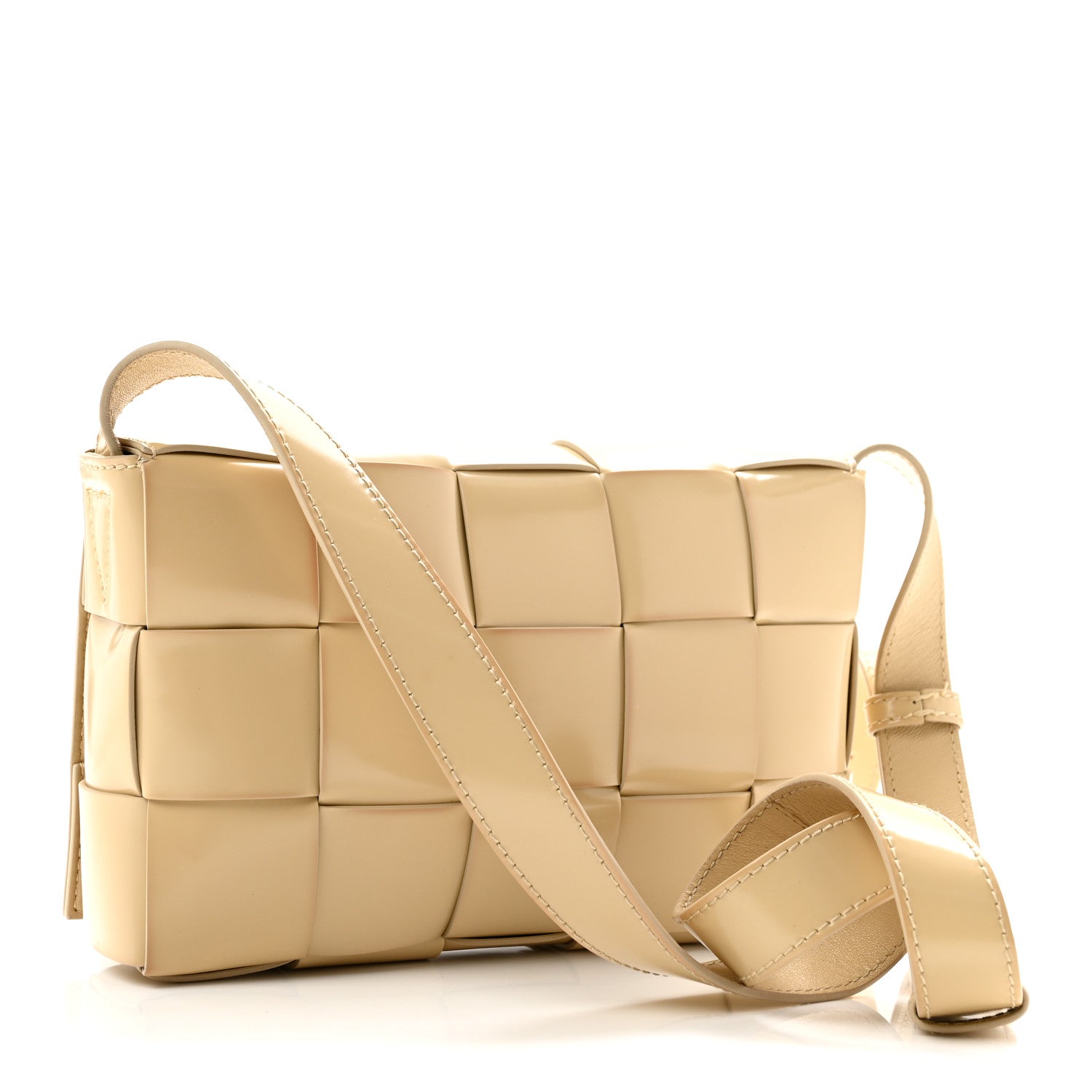 Bottega Veneta Patent Maxi Intrecciato Cassette Crossbody Bag Porridge 2 of 11
